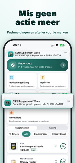 Pushmeldingen bij de start van acties en voor restocks in de Suppligator-app