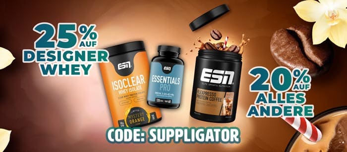 25% korting op Designer Whey en 20% korting op al het andere bij ESN