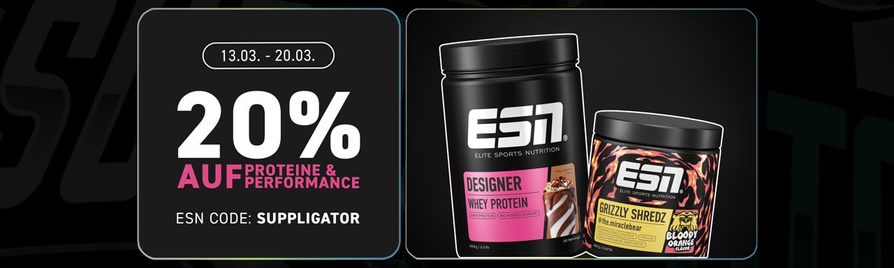 20% korting op eiwitten en prestatieproducten bij ESN + lancering van Grizzly Shredz