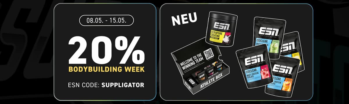 20% korting tijdens de ESN Bodybuilding Week met talrijke productlanceringen