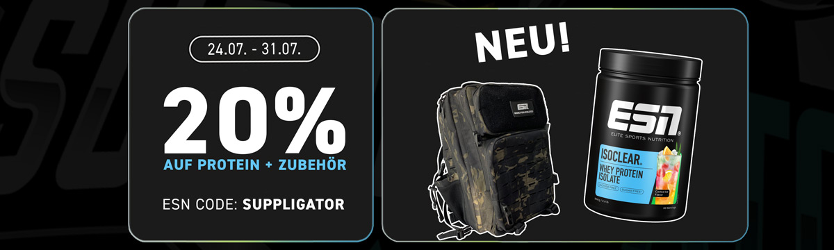 ESN-actie met 20% korting op proteïnen en accessoires (incl. kleding)
