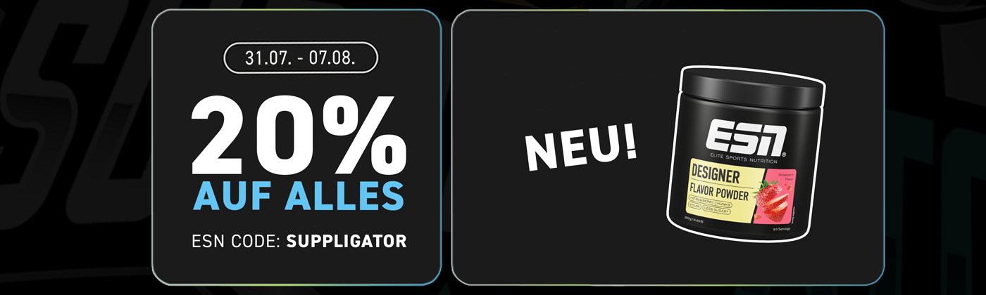 20% korting op alles bij ESN + lancering van het nieuwe Flavor Powder Strawberry
