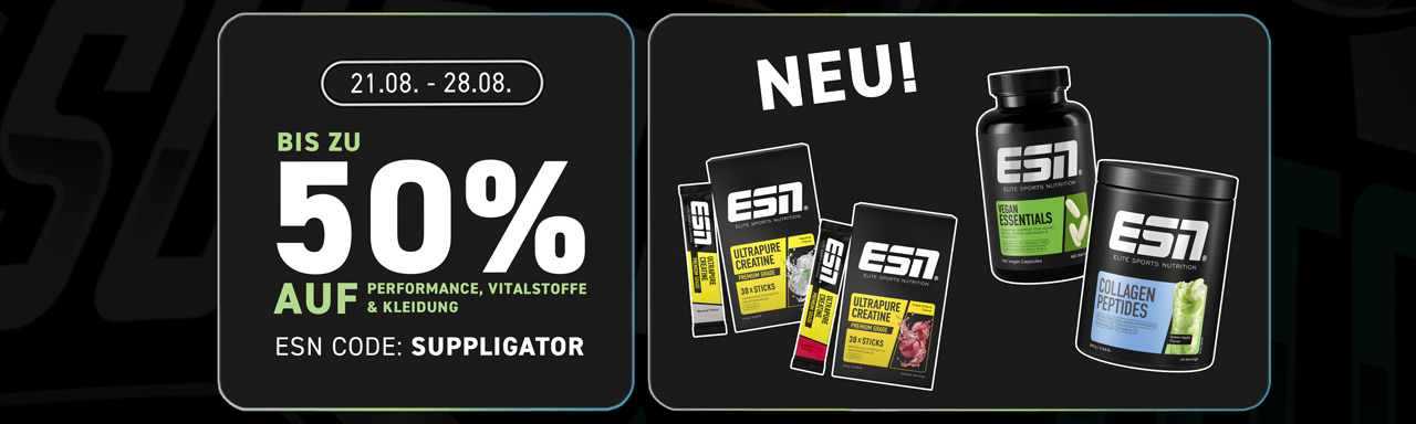 Bespaar tot 50% tijdens de ESN Performance- en Vitalstoffenactie met Gym Wear Special