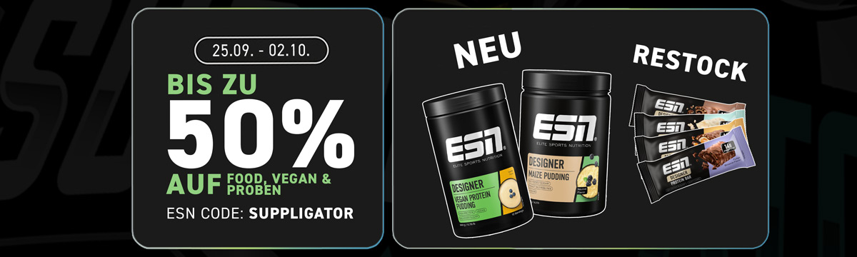 Tot 50% korting op eten, veganistische producten en proefpakketten bij ESN + lancering van talrijke producten en bundels