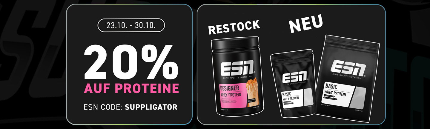 ESN-eiwitactie met 20% korting en de lancering van de nieuwe ESN Basic Whey