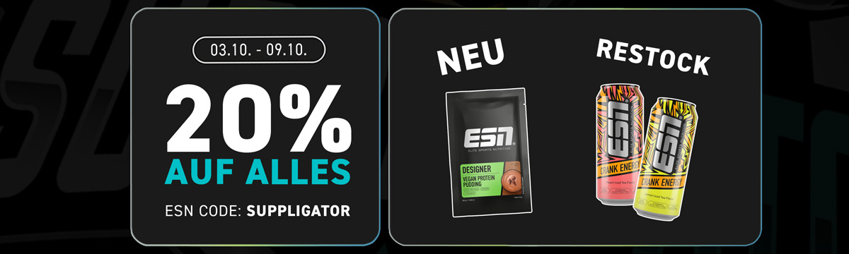 20% korting op alles bij ESN + nieuwe voorraad CRANK Energy