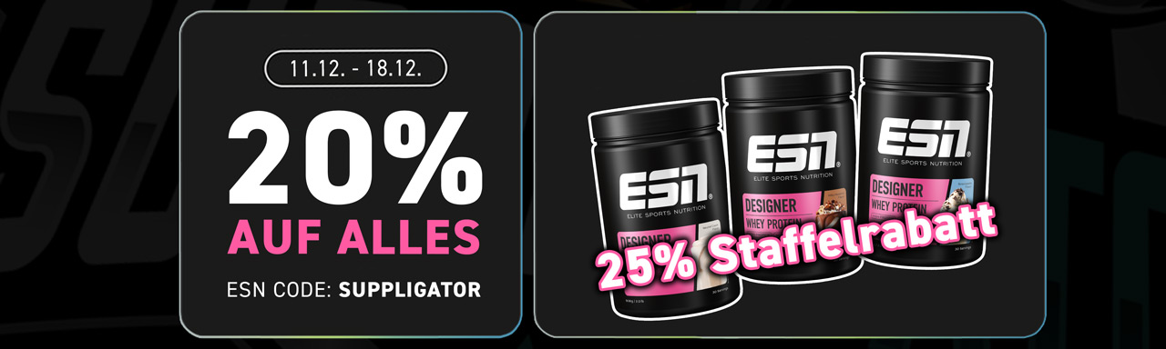 20% korting op alles + 25% staffelkorting op Designer Whey