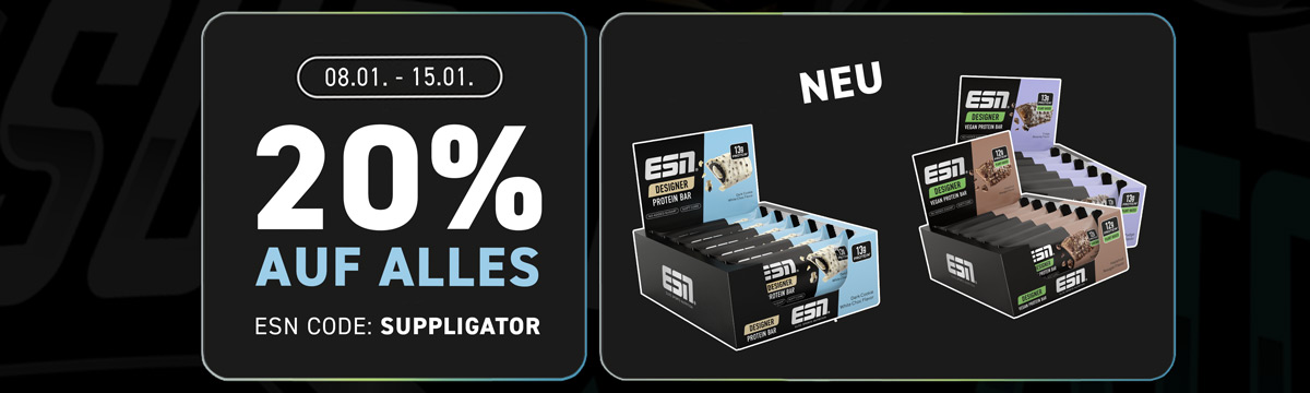 20% korting op alles bij ESN + lancering van nieuwe Designer Bars