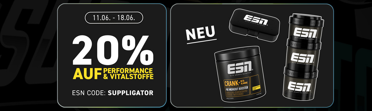 20% korting op prestatieproducten en voedingssupplementen bij ESN ter gelegenheid van de lancering van de nieuwe CRANK + Beta Alanine
