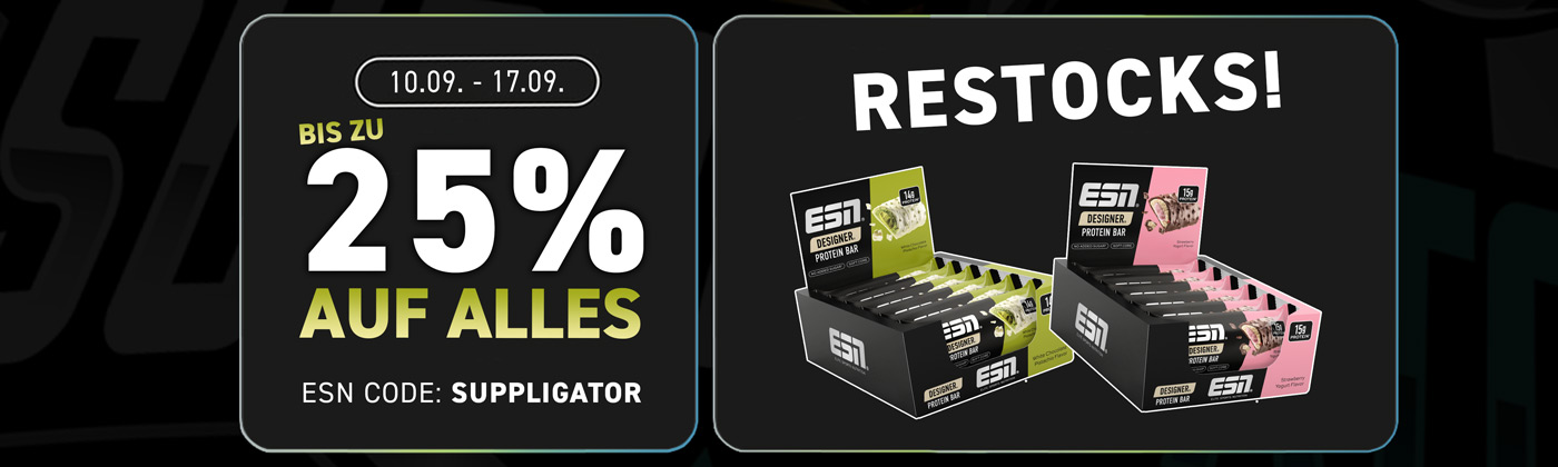 25% korting op alles bij ESN met de restock van Designer Bar