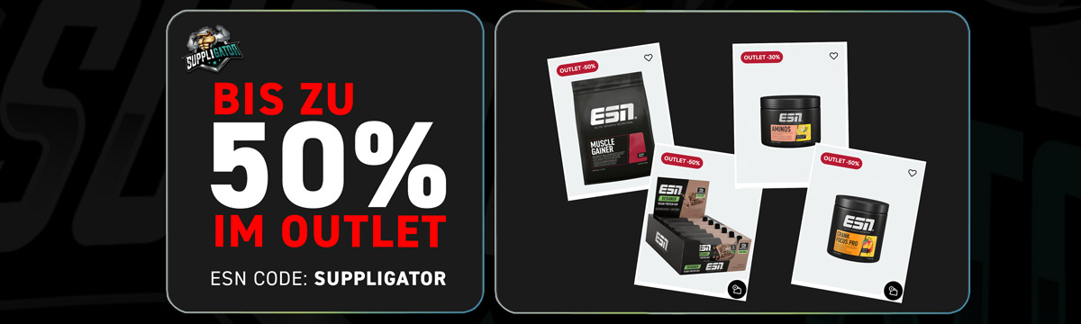 Tot 50% korting op ESN Designer Bars en meer in de outlet met de ESN-code SUPPLIGATOR