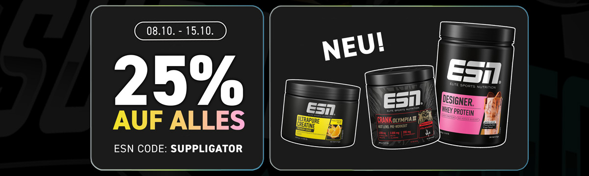 ESN Olympia Week met 25% korting op alles + Designer Whey Peanut Butter Cup + aanbiedingen