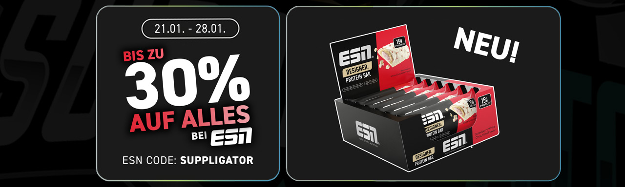 Tot 30% korting op alles bij ESN + nieuwe smaak van Designer Bar
