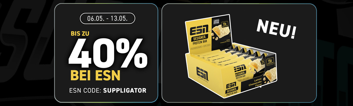 Tot 40% korting op alles bij ESN ter gelegenheid van de lancering van de nieuwe Designer Bar in de smaak Lemon Cheesecake